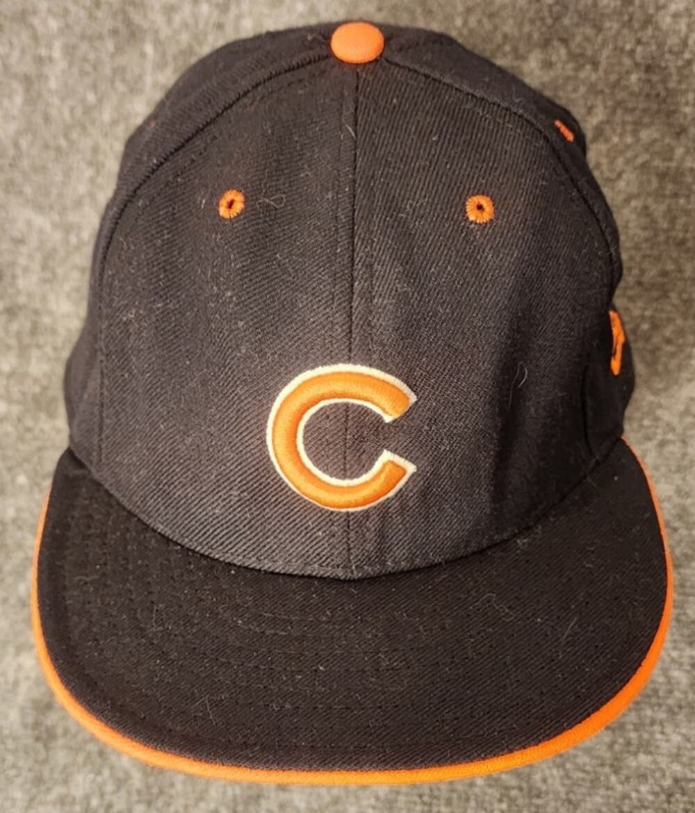 Chicago Cubs New Era 59FIFTY Fitted Hat Cap Size 7 5/8 Navy Blue Orange NFL